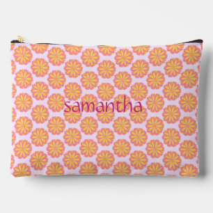 Botanical Pink And Yellow Flower Accessory Pouch