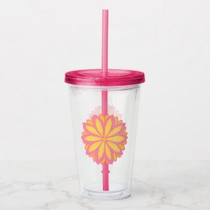 Botanical Pink And Yellow Flower Acrylic Tumbler