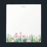 Botanical Pink Flamingo Floral Garland Custom Notepad<br><div class="desc">Botanical Pink Flamingo Floral Garland Custom Notepad | A feminine and whimsical notepad watercolor illustrations of blush pink flowers,  flamingo and tropical leaves. This will be a perfect tropical accent for your office.</div>