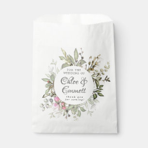 Botanical Pink Floral Wedding Thank You Favour Bag