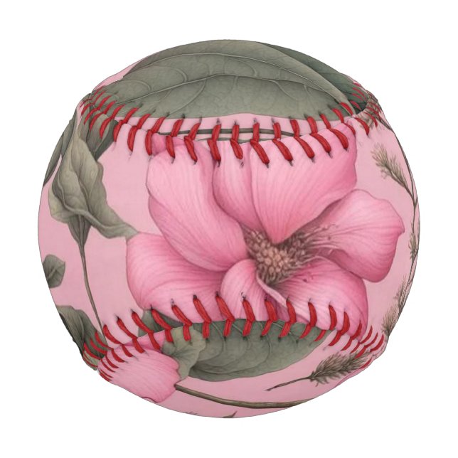 Botanical pink flowers pattern baseball (Front)