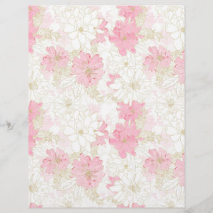 Botanical Pink Gold Flowers Custom Letterhead