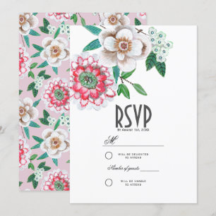 Botanical Pink & green Hand painted floral Invitation