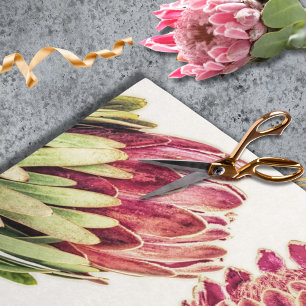 Botanical Pink Protea Floral Favour Packaging Tissue Paper