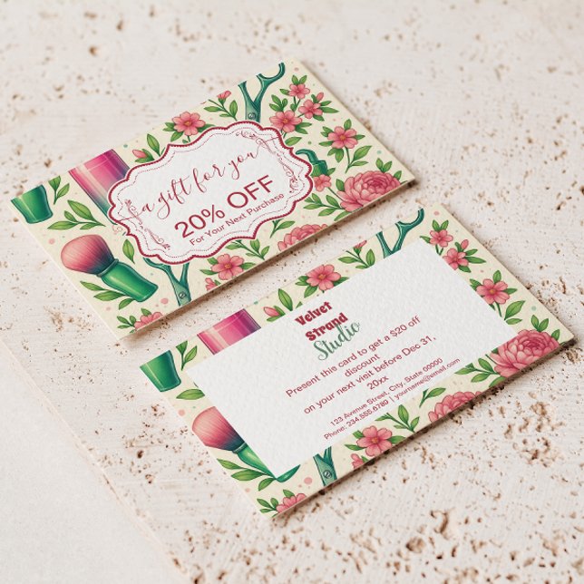 Botanical Pink Stylist Beauty Business Discount Card (Creator Uploaded)