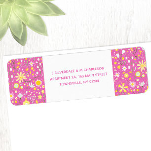 Botanical Pink Wildflower Floral Return Address Return Address Label