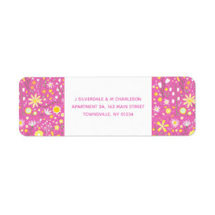 Botanical Pink Wildflower Floral Return Address Return Address Label