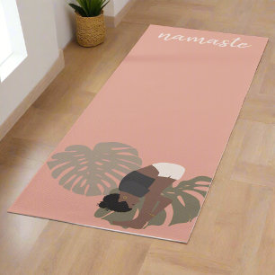 Botanical Pink Women Poses Namaste Yogi Nature Yoga Mat