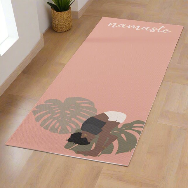 Botanical Pink Women Poses Namaste Yogi Nature  Yoga Mat (Creator Uploaded)