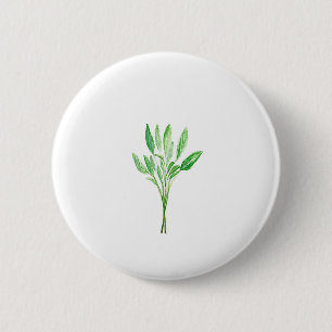 Botanical plants green kitchen herb sage 6 cm round badge