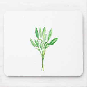 Botanical plants green kitchen herb sage mouse pad