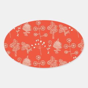 botanical plants oval sticker