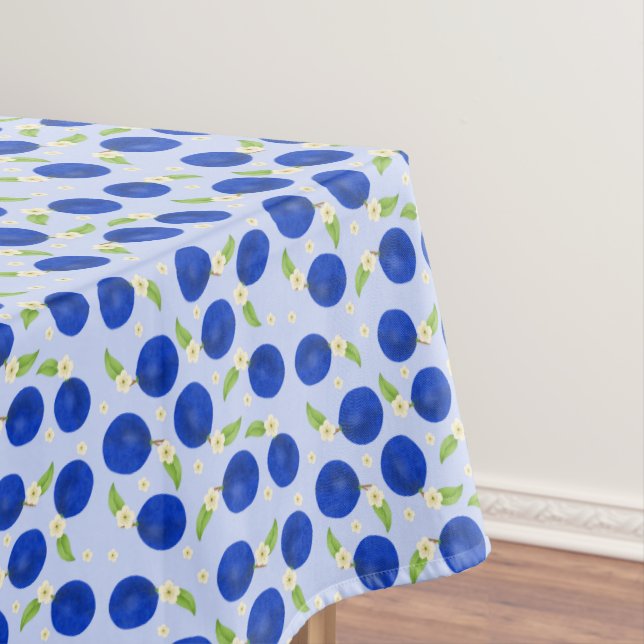 Botanical Plums Collection Blue Tablecloth (In Situ)