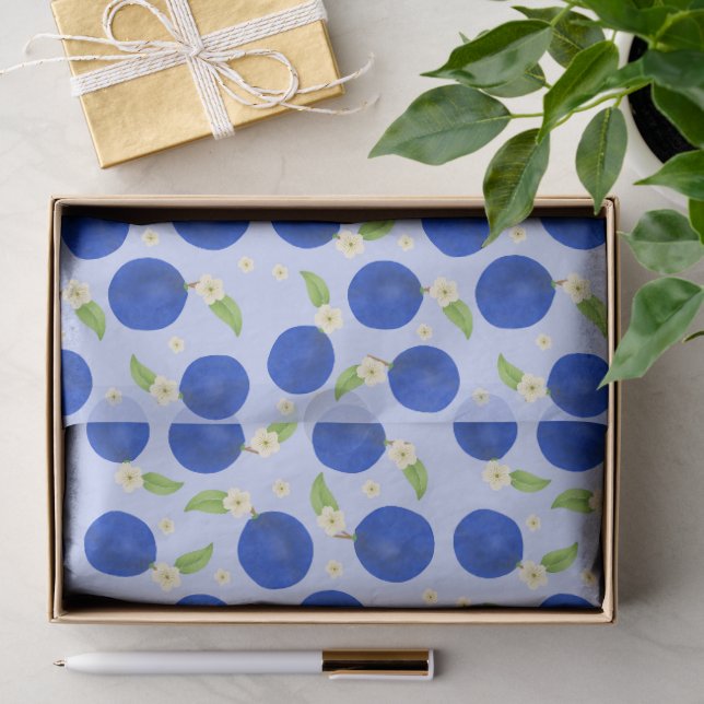 Botanical Plums Collection Blue Tissue Paper (Gift)