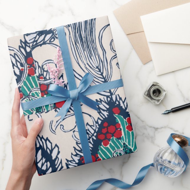 Botanical pochoir pattern oriental  Samarkande   Wrapping Paper (Gifting)