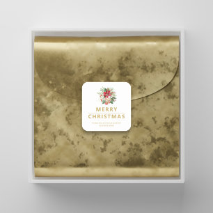 Botanical Poinsettias Christmas Bouquet Business Square Sticker