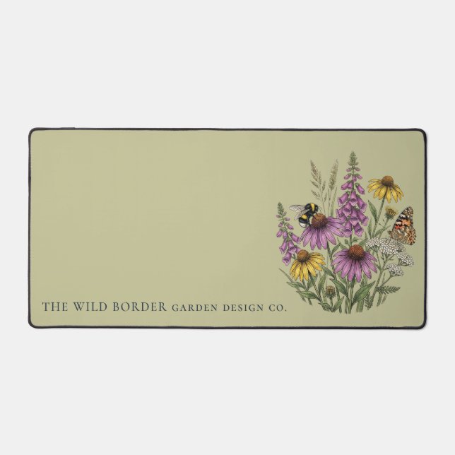 Botanical Pollinator Garden Desk Pad - Sage (Front)