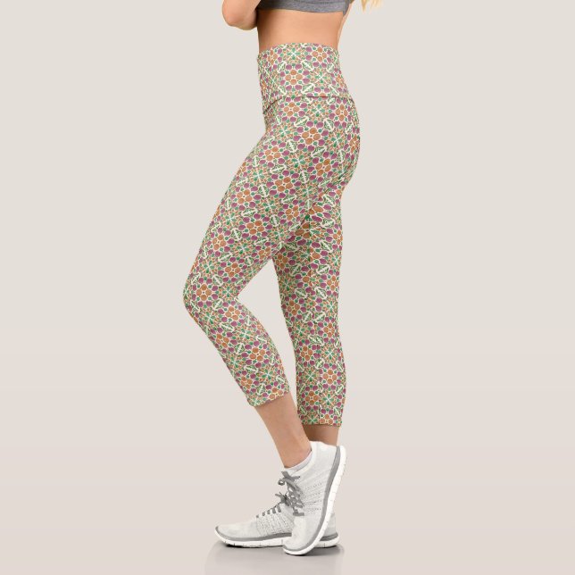 Botanical Pop - Forest Capri Leggings (Left)