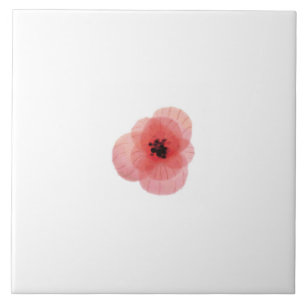 Botanical Poppy Floral Ceramic Tile