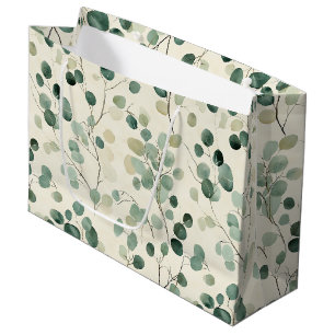 Botanical Pressed Leaves Pattern – Fern Print (2) Large Gift Bag