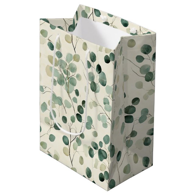 Botanical Pressed Leaves Pattern – Fern Print (2) Medium Gift Bag (Front Angled)
