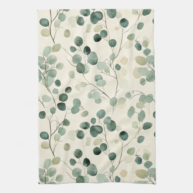 Botanical Pressed Leaves Pattern – Fern Print (2) Tea Towel (Vertical)