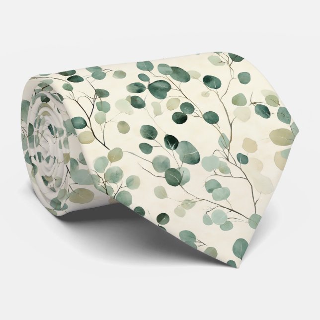 Botanical Pressed Leaves Pattern – Fern Print (2) Tie (Rolled)