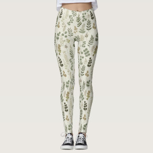 Botanical Pressed Leaves Pattern – Fern Print (3) Leggings