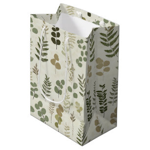 Botanical Pressed Leaves Pattern – Fern Print (3) Medium Gift Bag