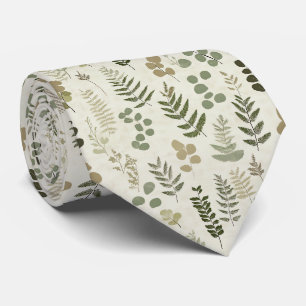 Botanical Pressed Leaves Pattern – Fern Print (3) Tie