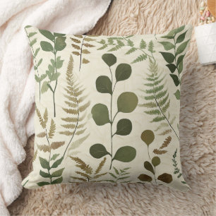Botanical Pressed Leaves Pattern – Fern Print Cushion