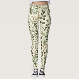 Botanical Pressed Leaves Pattern – Fern Print Leggings