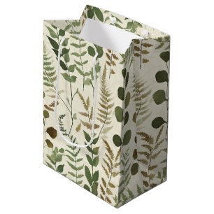Botanical Pressed Leaves Pattern – Fern Print Medium Gift Bag