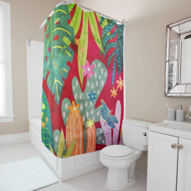Botanical Print #11 1974 Shower Curtain (In Situ)