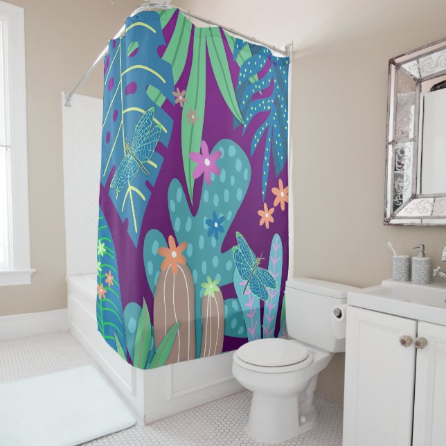 Botanical Print #11 Shower Curtain (In Situ)