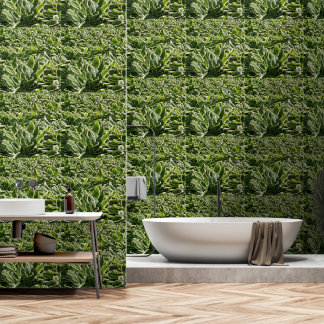 Botanical Print Hosta Plants Leaves Greenery Green Wallpaper