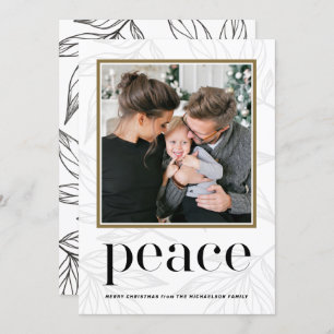 Botanical Print with Photo and Peace Typography Invitation