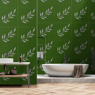 Botanical Prints Leaf Pattern Forest Green Elegant Wallpaper