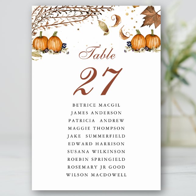 Botanical Pumpkin Rustic Fall Wedding Guest Name  Table Number (Creator Uploaded)