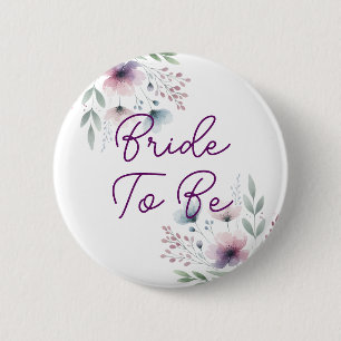 Botanical Purple and Green Bride to Be 6 Cm Round Badge
