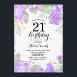 Botanical Purple Floral 21st Birthday Invitation<br><div class="desc">Botanical Purple Floral 21st Birthday Invitation. Floral Pink Peonies Birthday Invitation for Women. Watercolor Floral Flower. Elegant Pink Rose and Peony Flowers. Adult Birthday. White Background. Black and White. 13th 15th 16th 18th 20th 21st 30th 40th 50th 60th 70th 80th 90th 100th, Any Ages. For further customisation, please click the...</div>