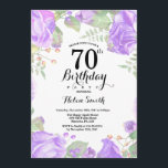 Botanical Purple Floral 70th Birthday Invitation<br><div class="desc">Botanical Purple Floral 70th Birthday Invitation. Floral Pink Peonies Birthday Invitation for Women. Watercolor Floral Flower. Elegant Pink Rose and Peony Flowers. Adult Birthday. White Background. Black and White. 13th 15th 16th 18th 20th 21st 30th 40th 50th 60th 70th 80th 90th 100th, Any Ages. For further customisation, please click the...</div>