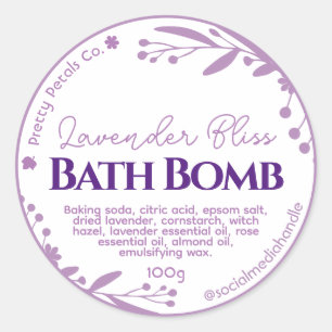 Botanical Purple Floral Lavender Bath Bomb Labels