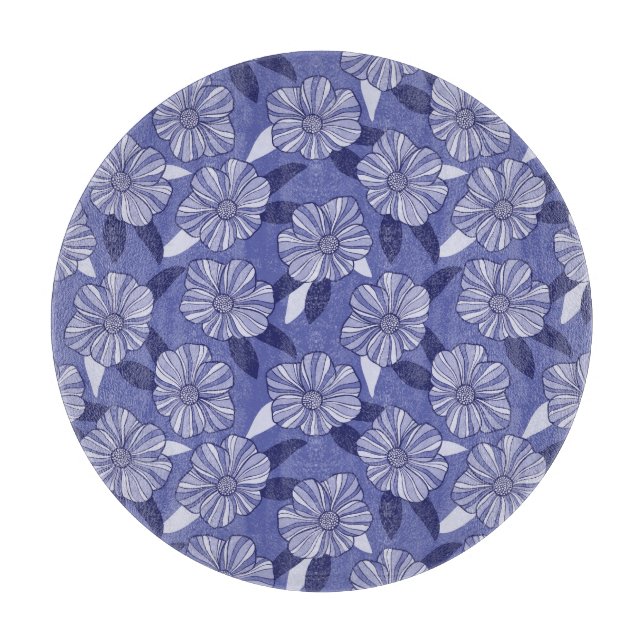 Botanical Purple Floral Line Art  Cutting Board (Front)