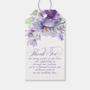 Botanical Purple Flowers Elegant Thank You Gift Tags