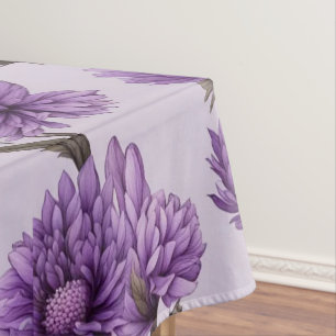 Botanical purple flowers pattern tablecloth