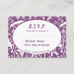 Botanical Purple Foliage Pattern RSVP Enclosure Card
