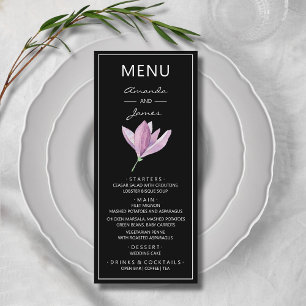 Botanical Purple Magnolia Watercolor Wedding Menu