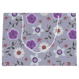 Botanical Purple Modern Wildflower Large Gift Bag