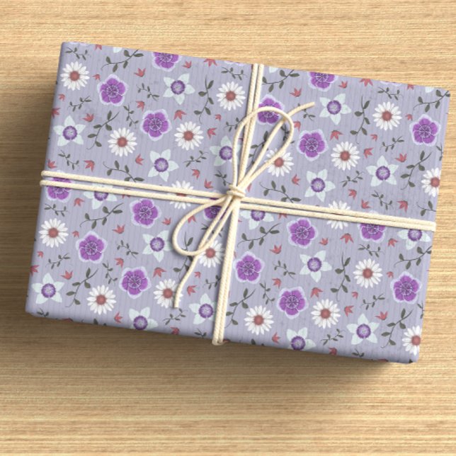 Botanical Purple Modern Wildflower Wrapping Paper (Creator Uploaded)